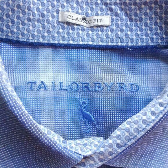 Tailorbyrd Blue Plaid Shirt Large - Picture 4 of 4